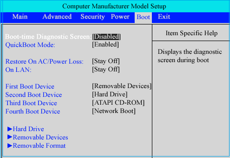 open the bios menu