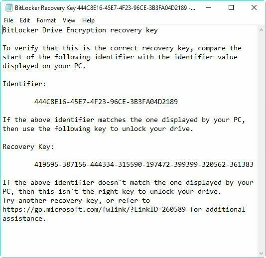 bitlocker recovery key