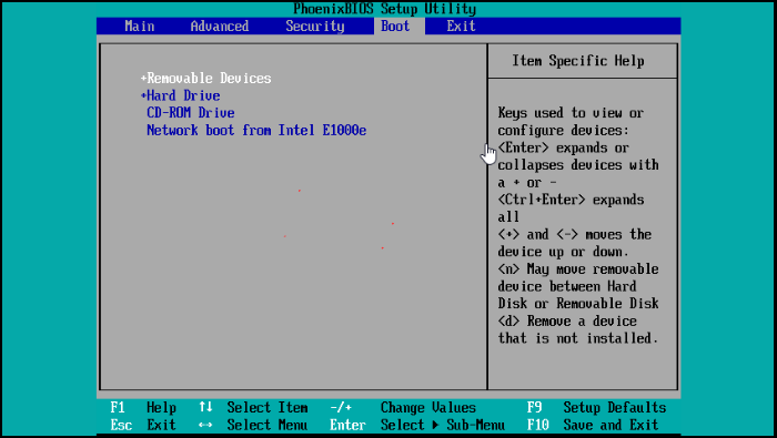 change boot order, and set pc to boot from removable usb