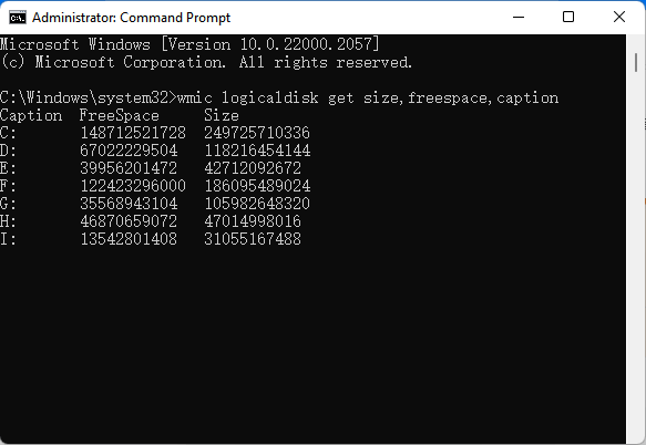 Check Disk Space Using CMD