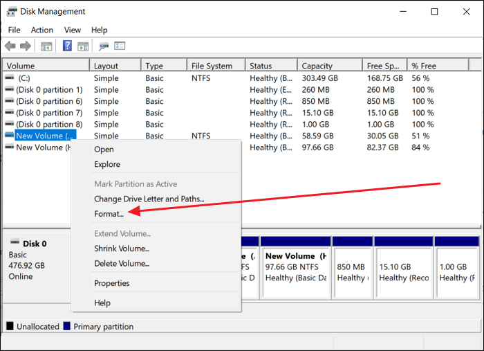 choose the format option