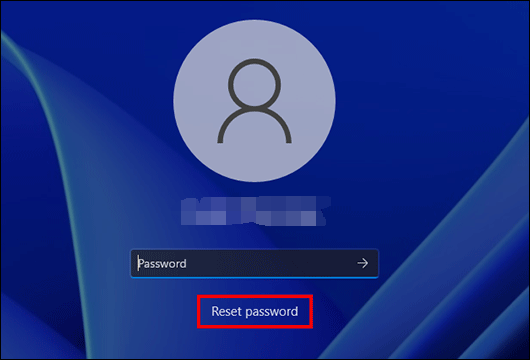 click reset password to start