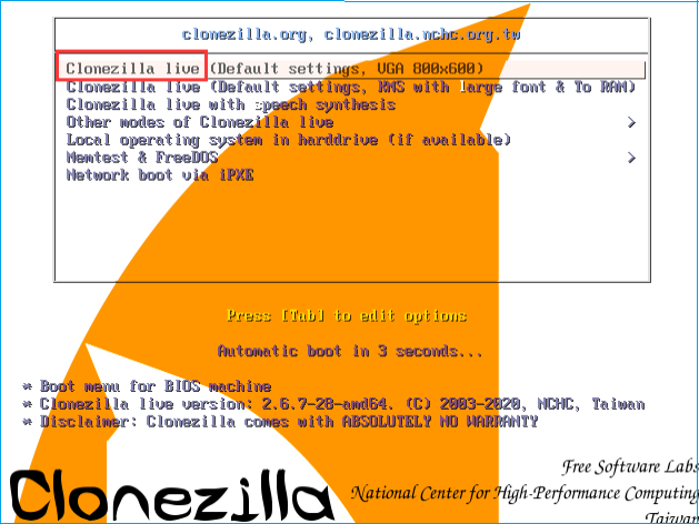 clone hard drive via clonezilla