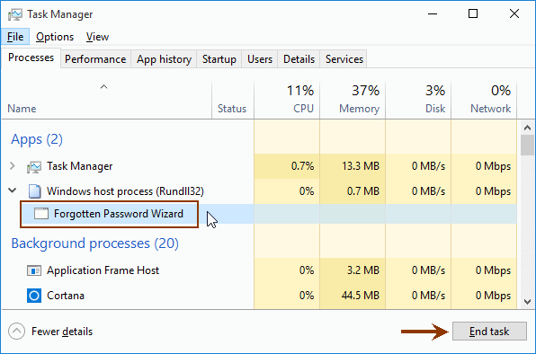 task manager end wizard