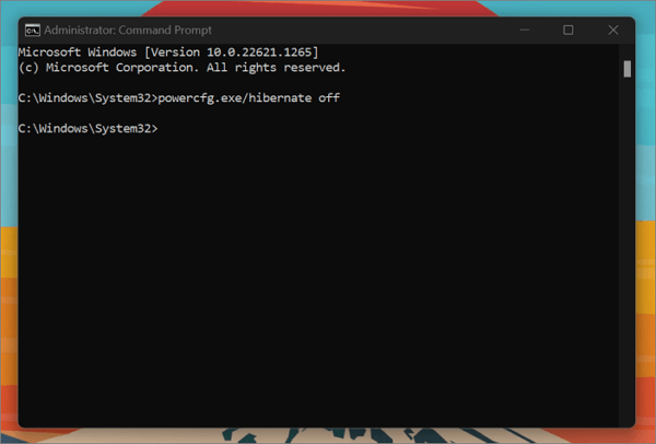 cmd hibernate off