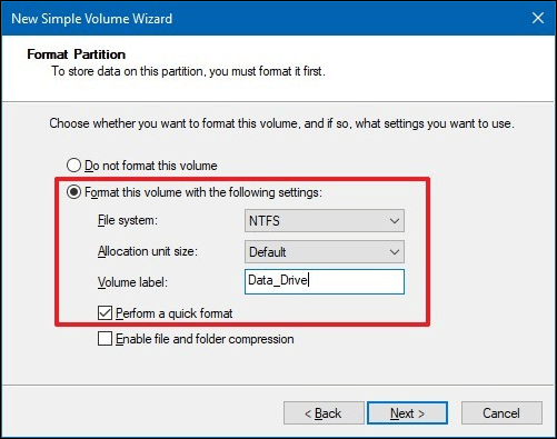 confirm the file system and other settings