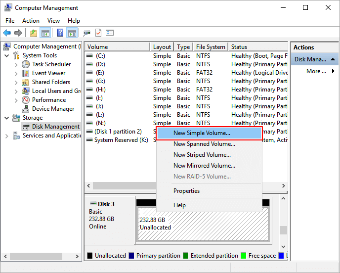 Create new partition on ssd