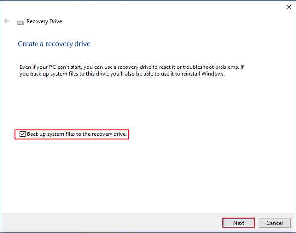 create a recovery drive