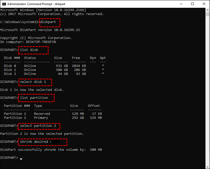 create space for efi