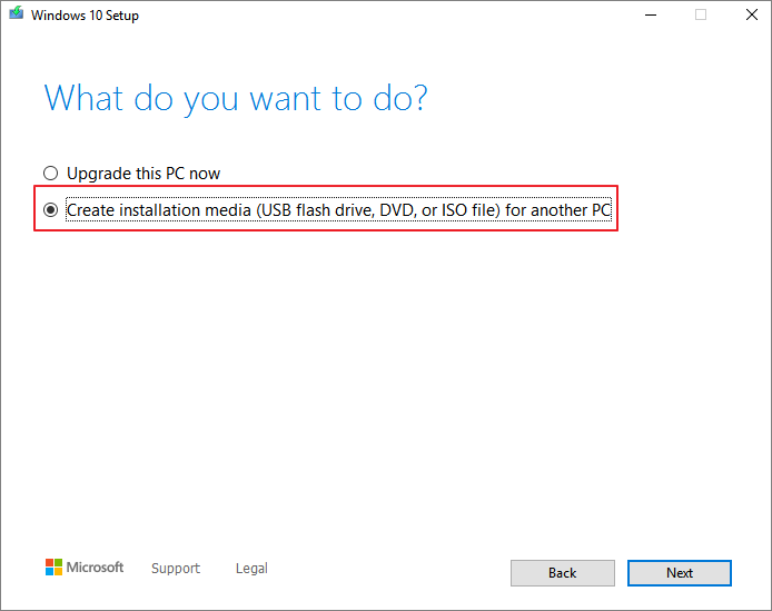 Windows media creation tool