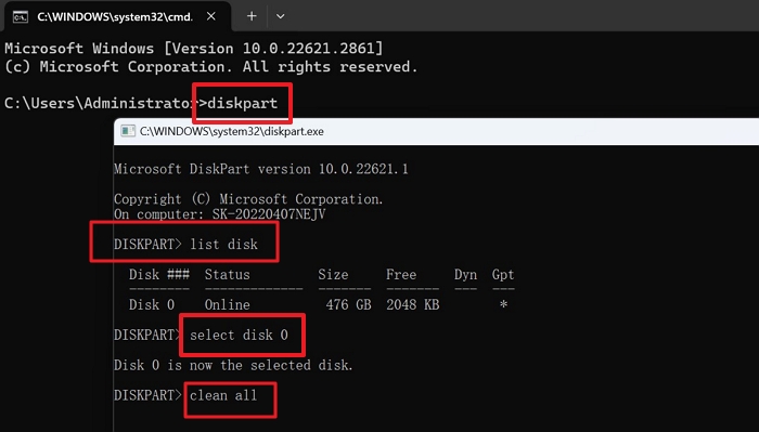 diskpart commands