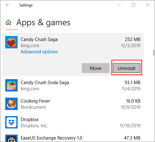 uninstall apps