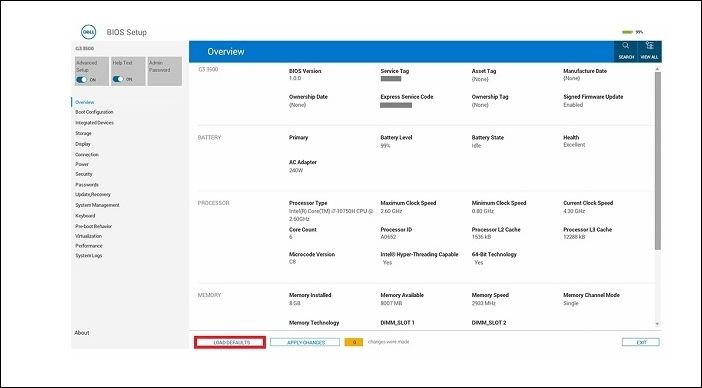 Reset BIOS or UEFI in Dell