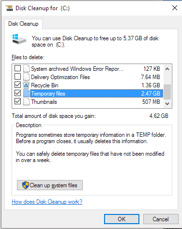 run disk cleanup