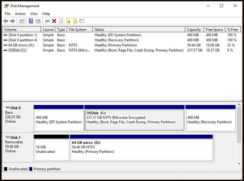 disk management format option