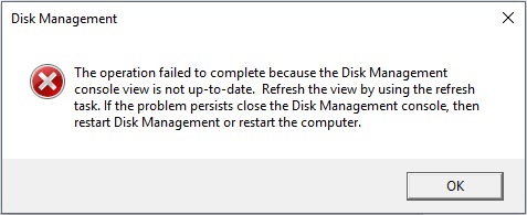 disk management console not up to date