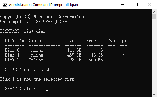 Securely erase hard drive using cmd