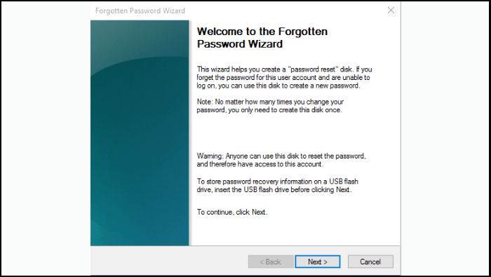 forgotten password wizard