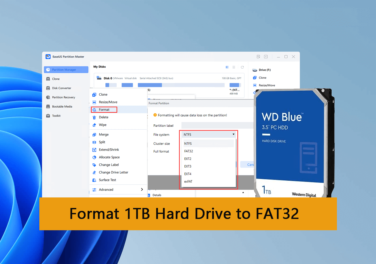 Format 1tb hard drive to fat32