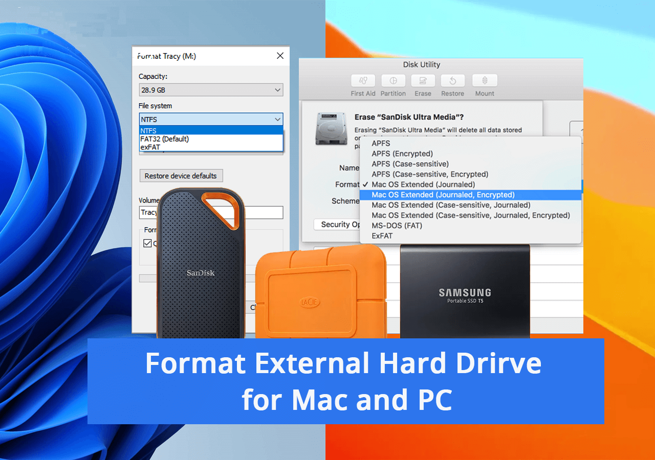 Image of formatting external hard drive for Mac and PC