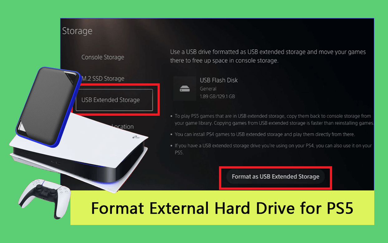 Format external hard drive for PS5