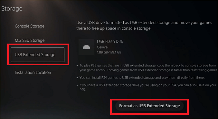 format external hard drive on PS5