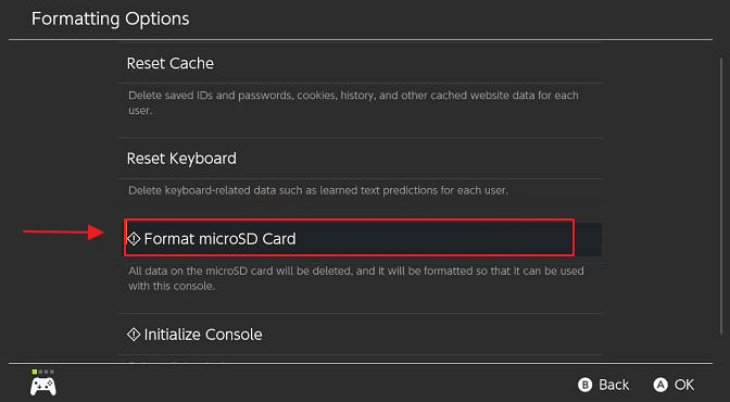 format micro sd card for Switch
