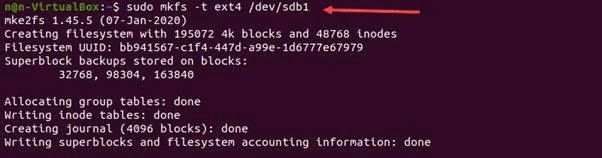 format disk partition as ext4