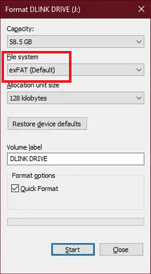 Format SD card in file explorer