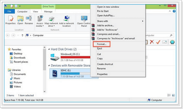  Format your SD Card using File Explorer