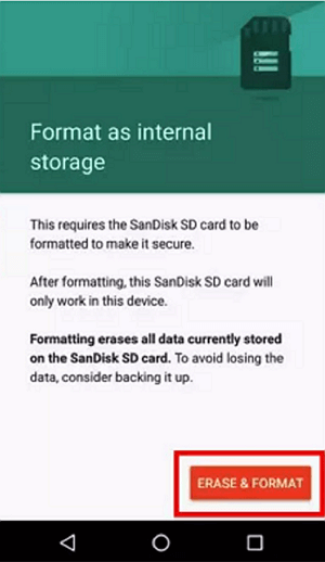 Format sd card as internal in Samsung galaxy