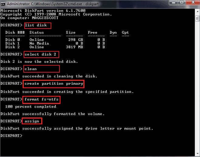 format SSD using CMD