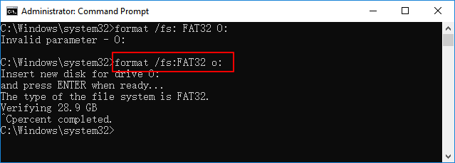 Format SD card to FAT32 with cmd