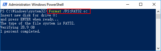 format external hard drive powershell