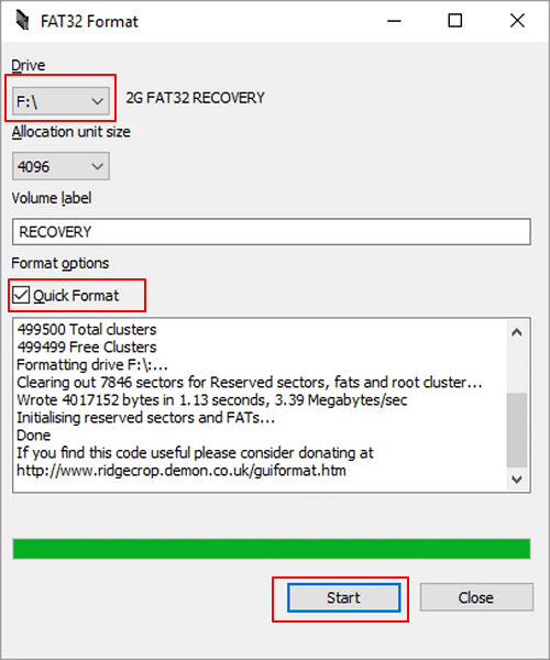 Format USB with FAT32 Format