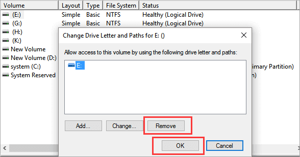 hide a partition via disk management