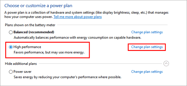 high performance power plan