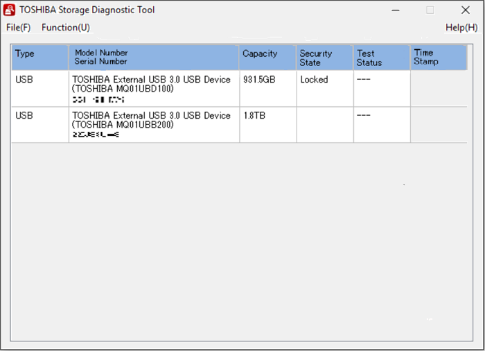 open the toshiba storage diagnostic tool