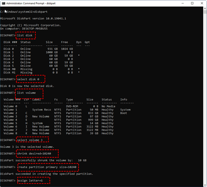 partition SSD via diskpart