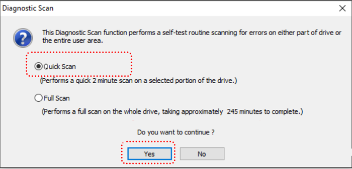 quick scan toshiba hard drive