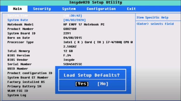 recover hp bios