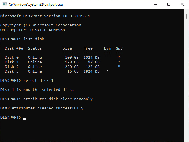 type command