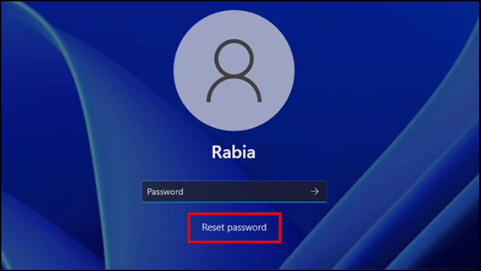 click reset password