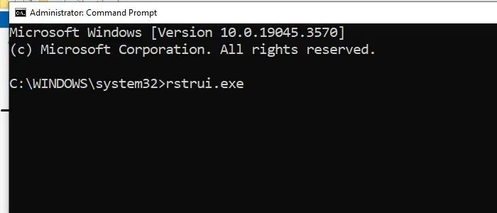 type rstrui .exe