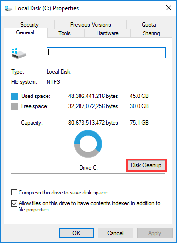 disk cleanup