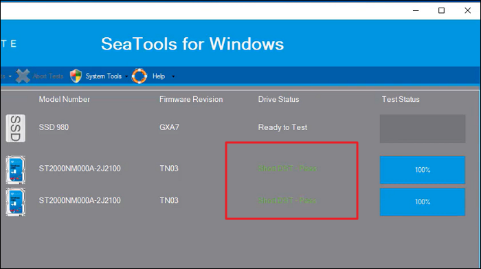 check the status of the executed test