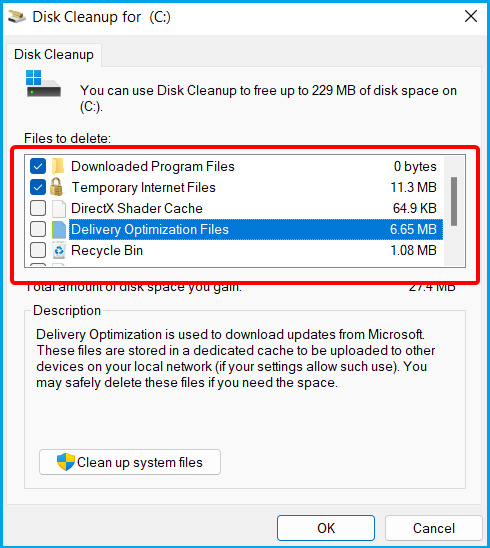 disk cleanup