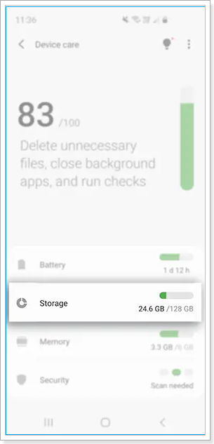 Select the storage option to format the SD card