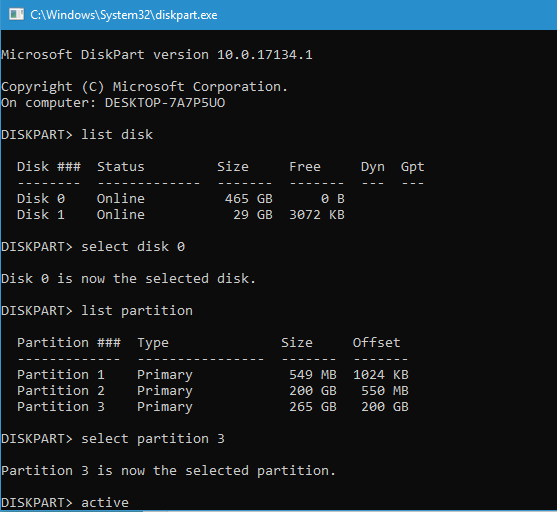 Mark Partition as Active