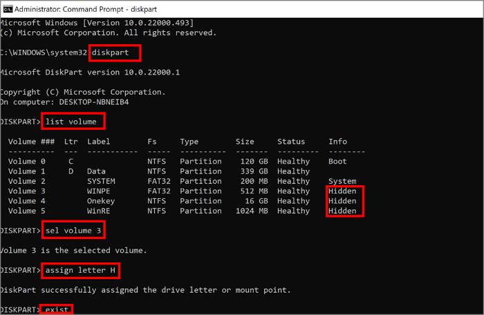 show hidden partitions